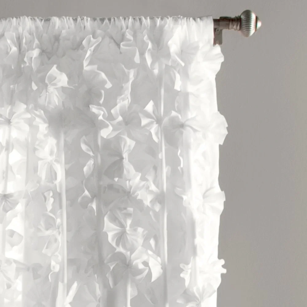 Lush Decor Riley White Window Curtain Single Panel 54”x84”